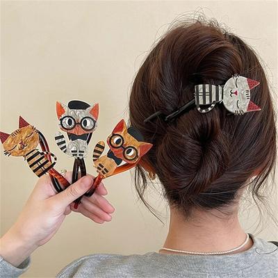Niedliche Cartoon Katze Twist Haarspangen Mädchen Acryl Haarklammer Krabbenhalter Haarspangen Haarnadel Haargriff Damen Mode Haaraccessoires