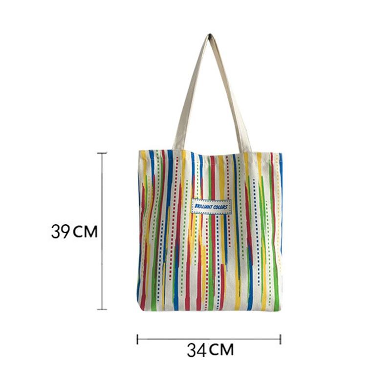 

Сумка-тоут на одно плечо, женская сумка, школьная парусиновая сумка в радужную полоску, сумка для покупок, новая литературная дорожная сумка 34*39