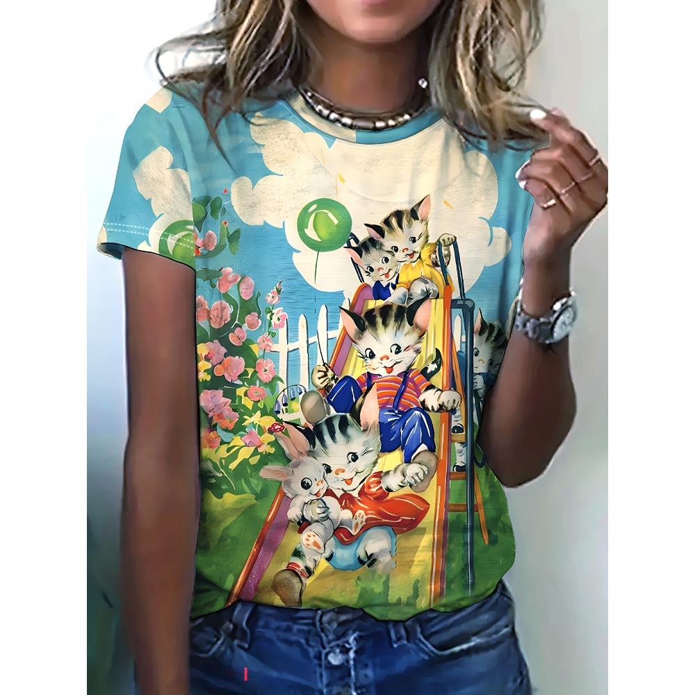 Cute Stylish Chick Trio Women's Tee - Glasses & Floral Outfit Graphic, Whimsical Farm Animal Print for Casual Daily Wear