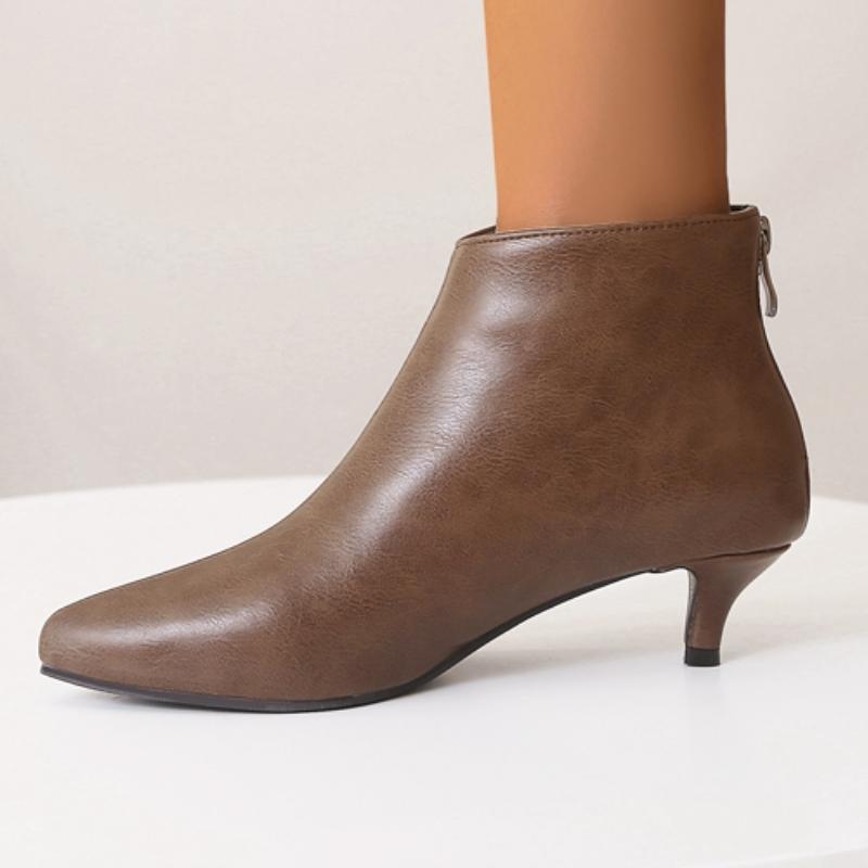 Klassische braune Stiefeletten für Damen niedriger Absatz kurzer Stiefel Dame Reißverschluss Zebra Schuhe Party Tanzschuhe Herbst Frühling 2025