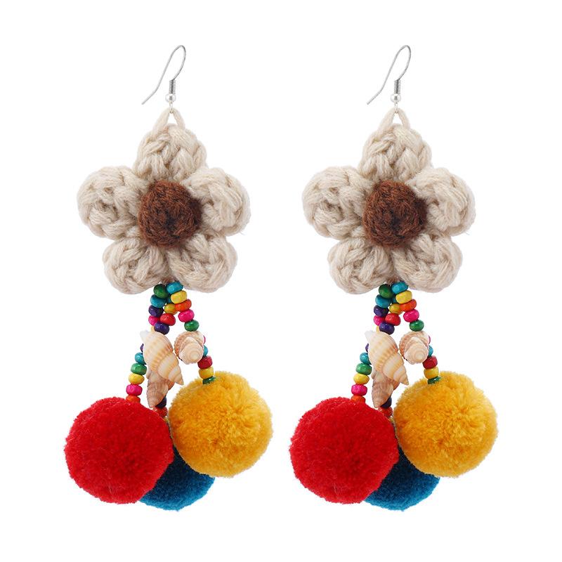 Bohemian retro earrings vacation long contrasting tassel personality temperament earrings women