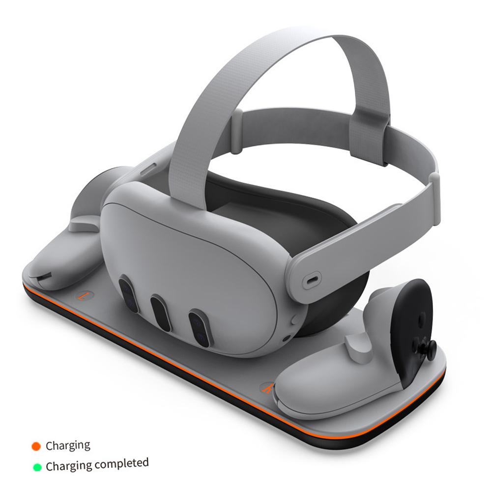 VR Headset Controller Charging Dock Helmet Fast Charging Base with LED Indicator with 2 Rechargeable Batteries for Meta Quest 3