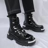 Men'S High Top Boots Shiny And Fashionable Versatile Fashion Paired With Boots For Going Out Dating Daily Commuting And Wearing