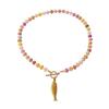 Colored Stone Small Fish Pendant Necklace Bohemian Fish-shaped Charms Jewelry Beads Necklace  Women