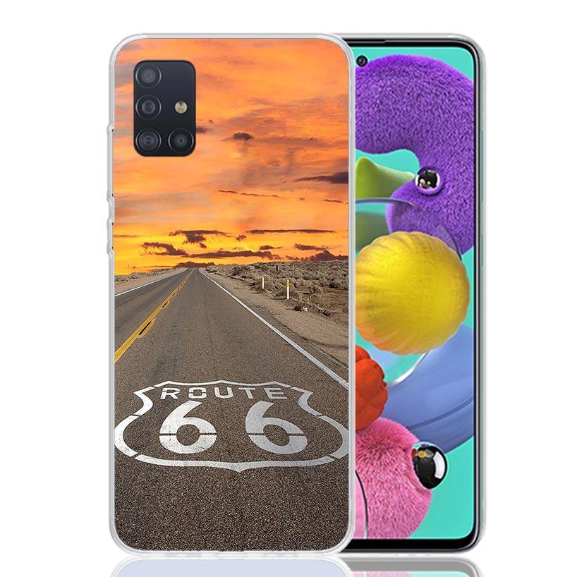 America Route 66 Phone Case For Samsung Galaxy A52 A32 A22 A12 A02S A50S A30S A51 A31 AA71 Note 20 Ultra 10 S10 Plus Galaxy A52