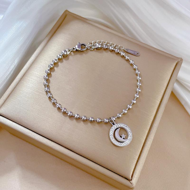 Dongmen Personality Star Moon Mud Diamond Round Bead Furnace Gold Bracelet Female Retro Girlfriend