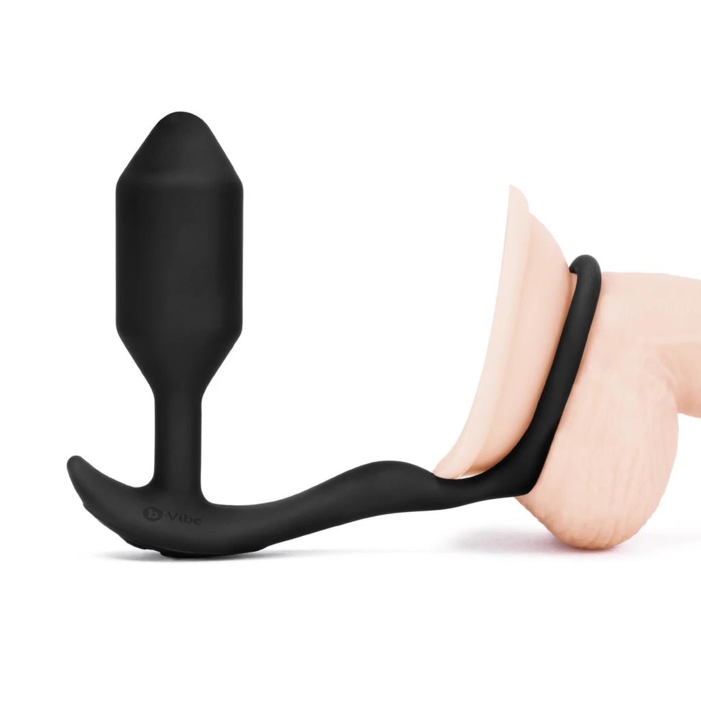 Vibrating anal plug with ring - B-Vibe Vibrating Snug & Tug M