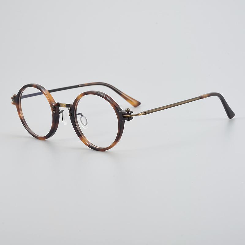 Tvat Pure Titanium Glasses Frame Literary Xiaoqing Round Plate Ultra-Light Men And Women With Myopia Reading Glasses