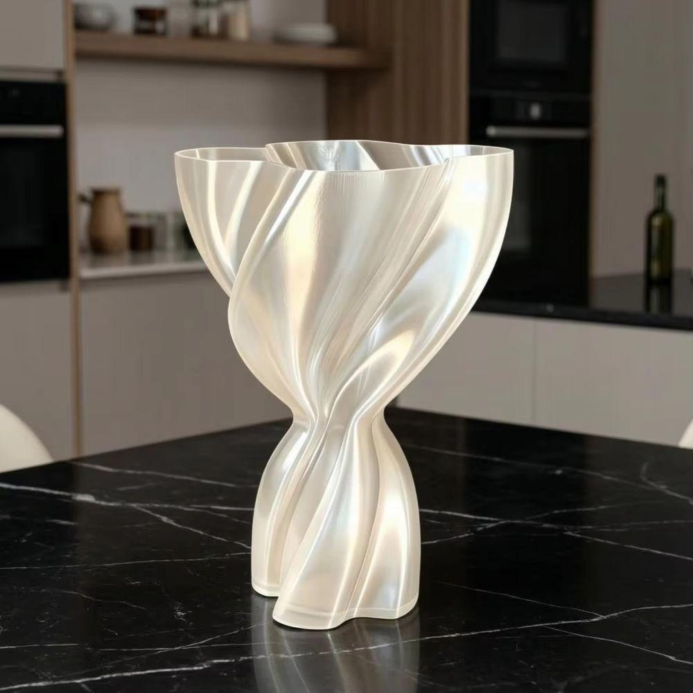 Silk Texture Decorative Vase 3d Printed Flower Bouquet Vase Unique Desktop Ornament Office
