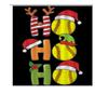 Christmas Shower Curtain Funny Softball Reindeer Antlers, Black Bathroom Decor With Ho Pattern, Festive Holiday Fabric For Home