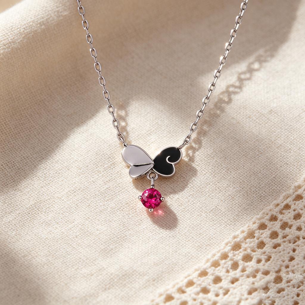 Women Necklace 925 Silver Fine Crafted Luxury Necklace with Sparkling Cubic Zirconia Embedded Pendant and Adjustable Chain