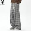 Playboy Men's Plaid Straight-Leg Drawstring Sweatpants
