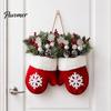 Snowflake Pattern Holiday Wreath Christmas Mitten/Stocking Wreath, Decorative Artificial with Berries Pine Cones, Garland for Wall Branches,