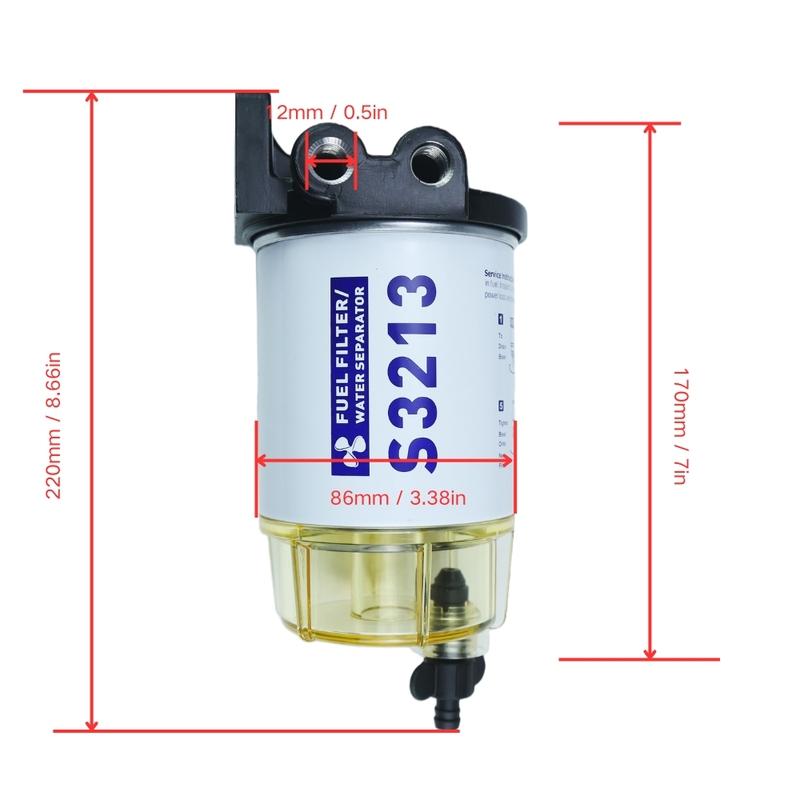 S3213 Fuel Water Separator Filter 10 Micron For Mercury Yamaha Racor Sierra Quicksilver Boat Engine Assembly Kit