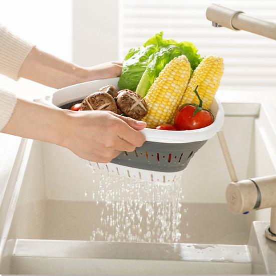 Foldable Basket Kitchen with Hanging Holes Drain Strainer