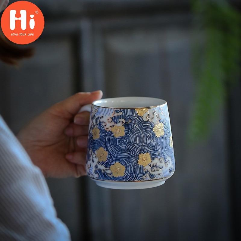 Hi kreativní smaltované barevné hrnky na kávu ručně vyráběné keramické šálky na čaj z porcelánu s vysoce kvalitním čajovým šálkem s víkem a filtrem pro čajový obřad