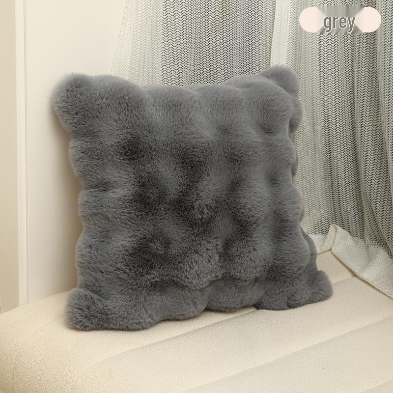 Simple Solid Color Faux Rabbit Fur Pillowcase - Soft Cushion Cover for Home/Sofa/Bedside (No Pillow Insert)