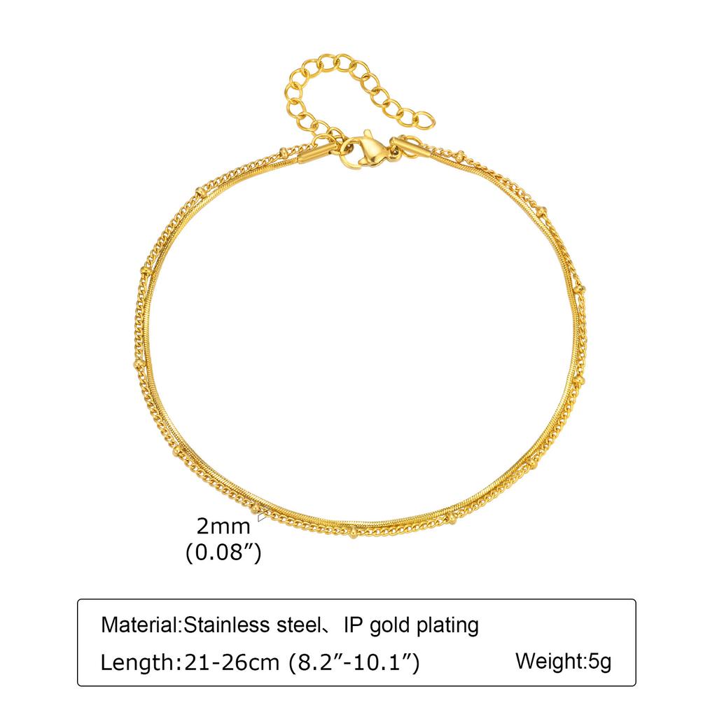 Fußkettchen Armband an Beinen Edelstahl , wasserdicht Verstellbar Strand Perlenkugel Kubanische Gliederkette Sommer Boho Fußschmuck für Frauen