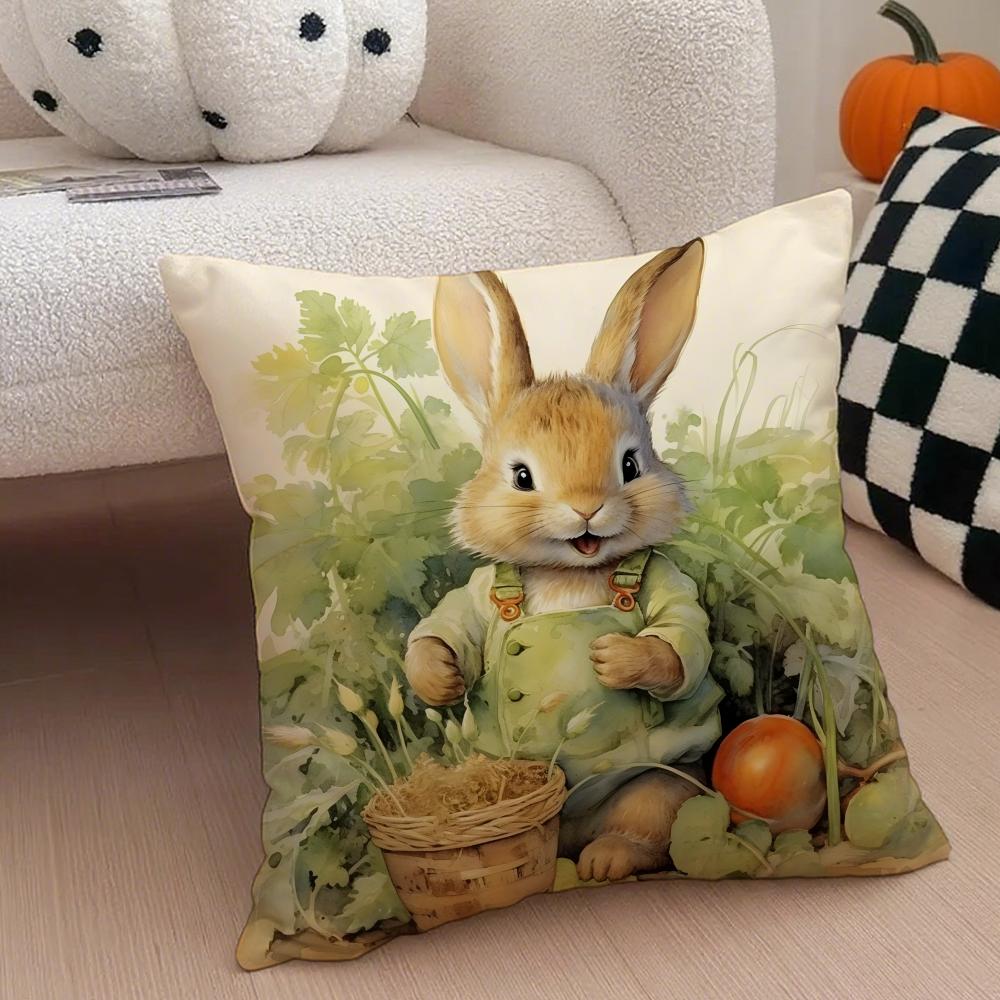 Classic Cute British PPeter Rabbit Cushion Cover Throw Pillow Cover Hidden Button Durable Polyester Chair Cushion