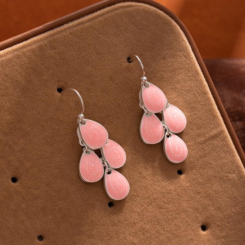 Серьги с бахромой и размытыми синими каплями воды, лепестки, этнический стиль, маленькие, свежие, ретро, серьги с высококлассным темпераментом, женские