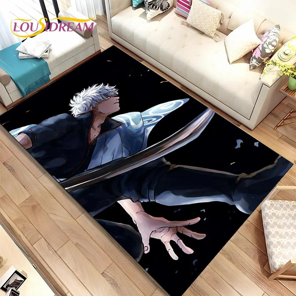 3D Gintoki Kagura Gintama Anime Area Rug,Carpet Rug for Living Room Bedroom Sofa Doormat Decoration, Kid Play Non-slip Floor Mat