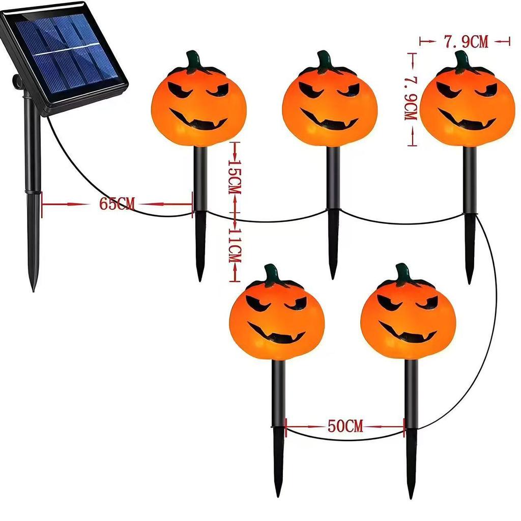 Solar-Powered Halloween Pumpkin Skeleton Ground Lights - Waterproof Outdoor Garden Decor