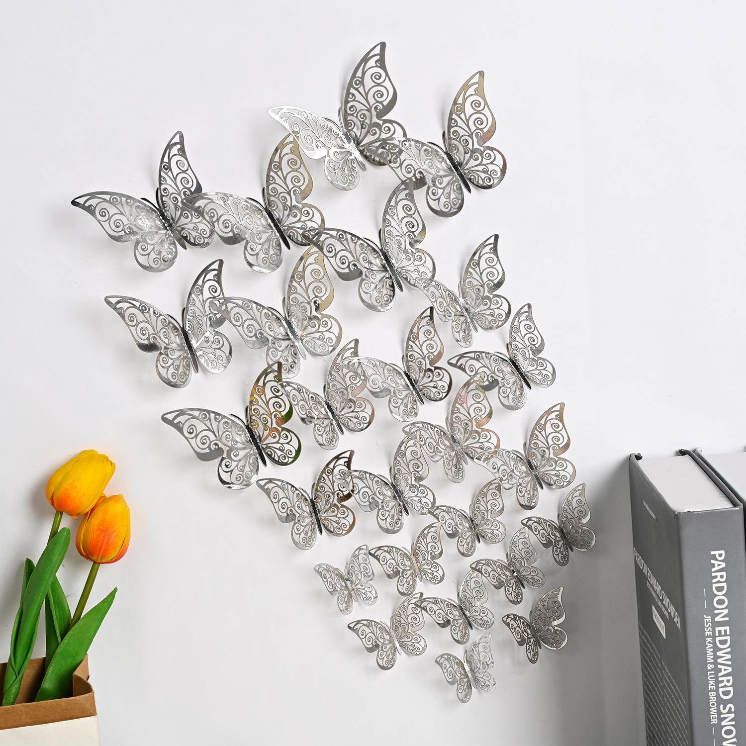 

12 Per Pack Of Simulated 3D Wallpaper/butterfly Tile Wall Stickers one size