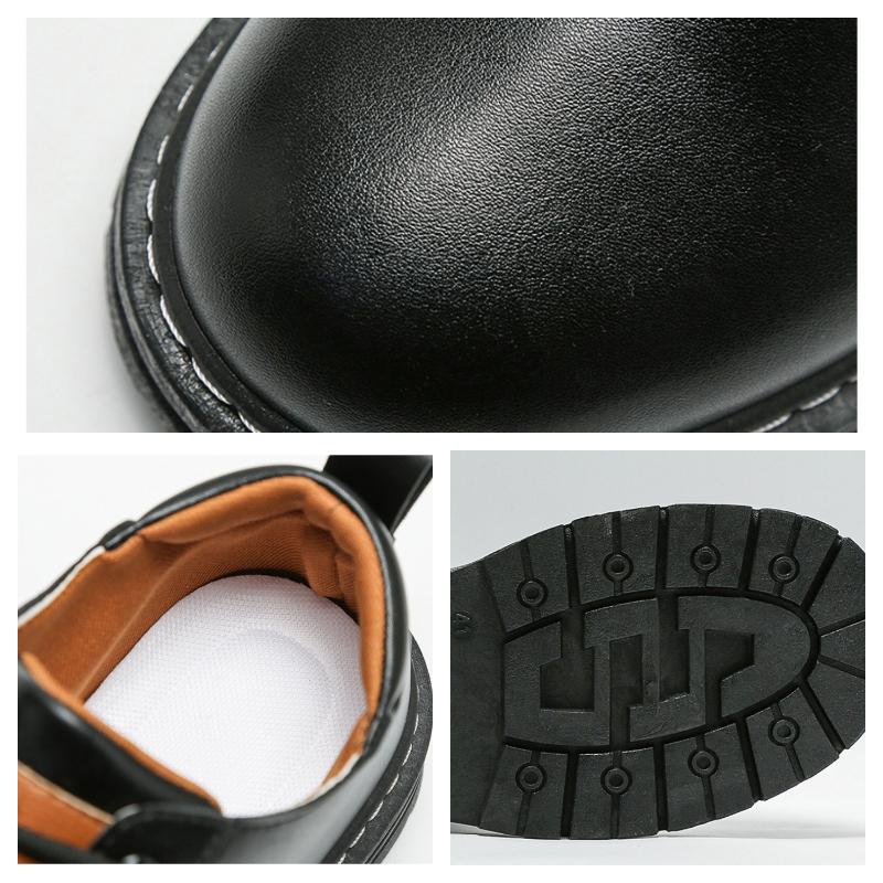 Men's Fall Work Boots Fashion Lace-up Motorcycle Boots New Men's Vintage Leather Shoes Casual Work Boots English Boot Botines