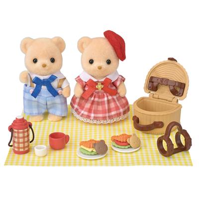 Sylvanian Families Puppen- und Möbelset Bären Geschwister Picknick Mittagessen ST Mark Alter 3 und Spielzeug Sylvanian Epoch [Keks - Set] FS-60 Zertifiziert, Bis,