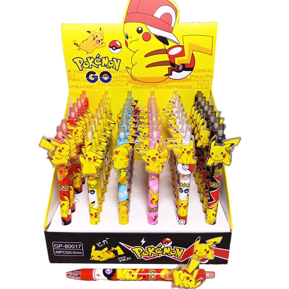 6Pcs Anime Pokemon Pikachu Press Gel Pens For Writing Cute 0.5mm Black Ink Neutral Pen Promotional Gift Office School Supplies