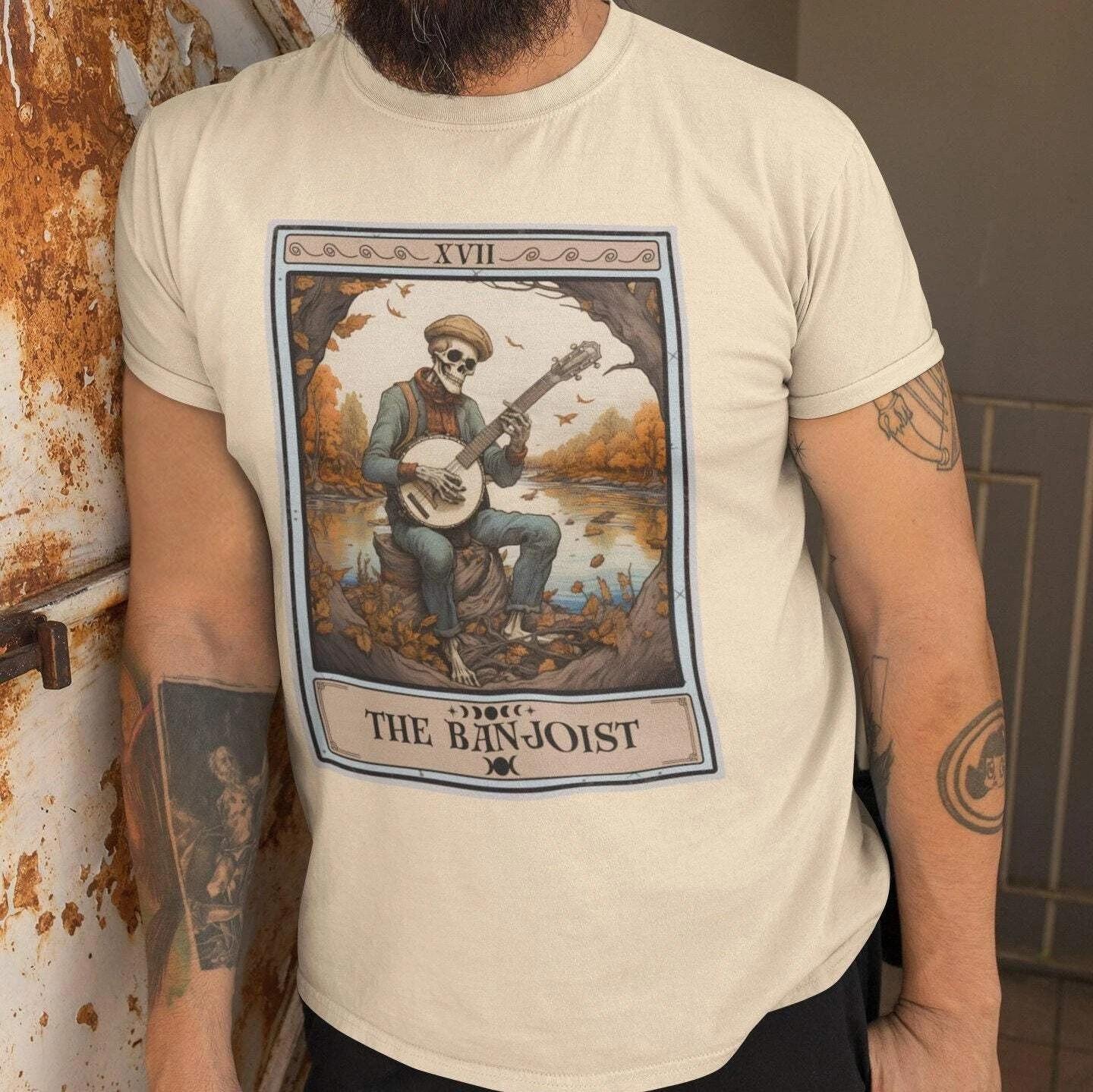 Banjo Player Shirt, The Banjoist Tarot Card Shirt Banjo Shirt Banjo Gifts for Ba 3XL