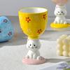 Cat High Legged Ice Cream Cup Ceramic Girls Sweet Wine Glass High Value Design Niche Personality Creative Ice Cream Cup