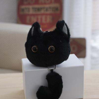 Geri çekilebilir çekme ipi kuyruk peluş kedi anahtarlık sevimli mini peluş bebek kolye yaratıcı sırt çantası dekorasyon aksesuarları hediyeler