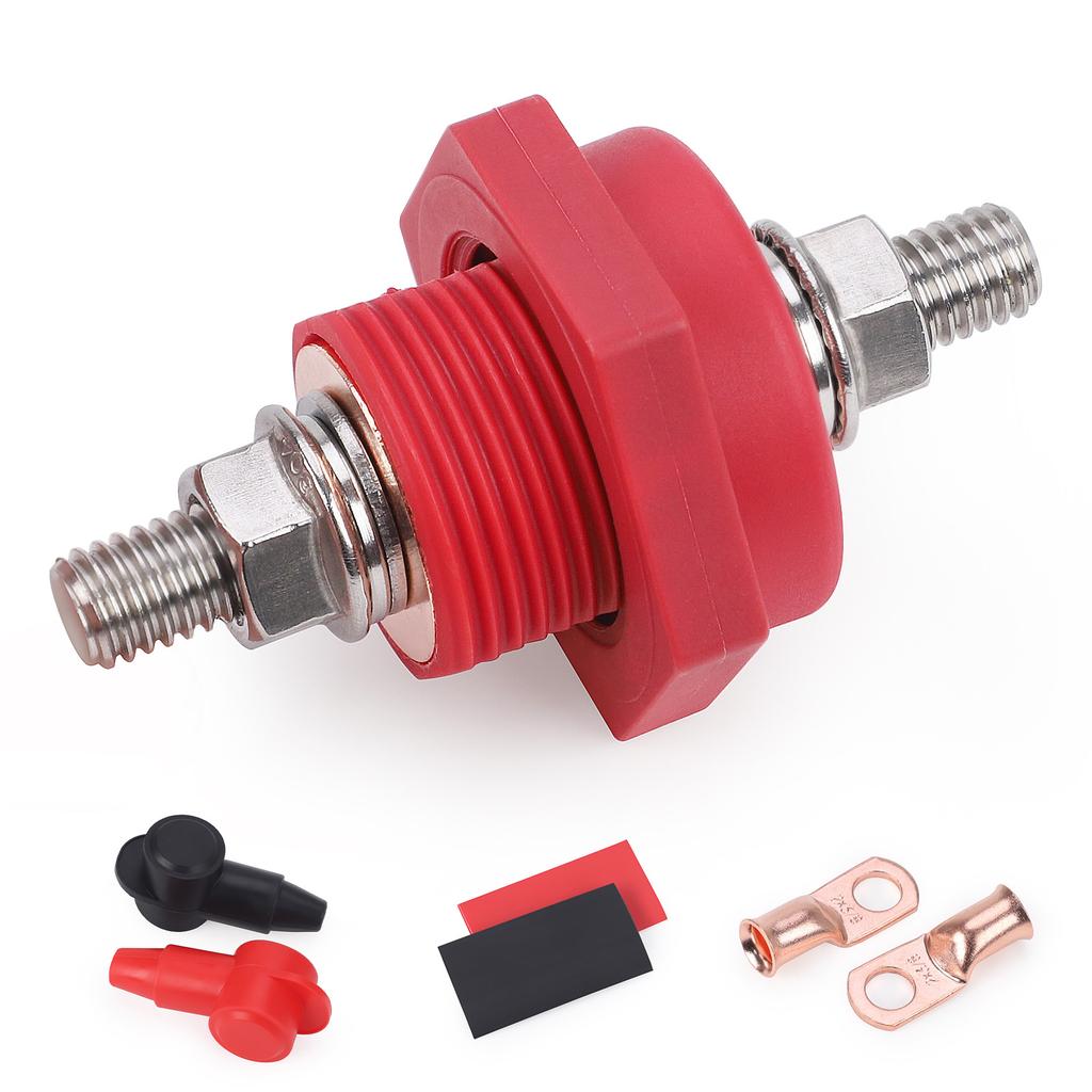 300A 48V DC Post Connectors Brass Replacement Terminal Kit 3/8in Stud Battery Power Junction for Car Camping RV Truck Boat
