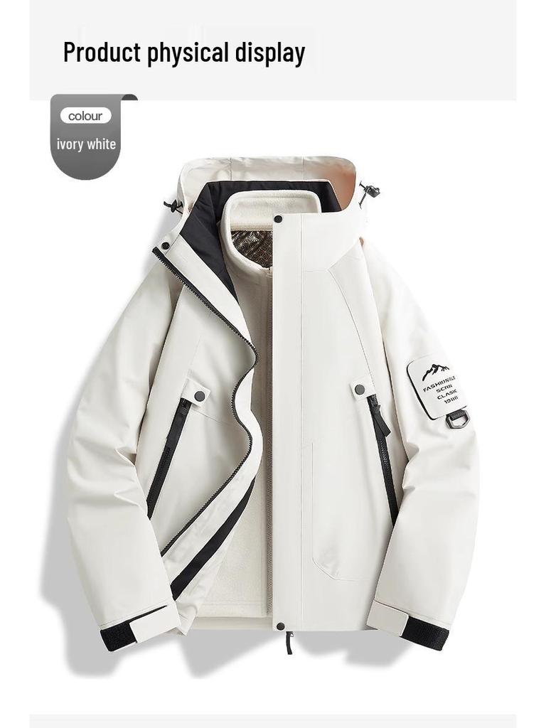Unisex 3-in-1 Windproof Waterproof Hiking Jacket with Detachable Liner for Autumn/Winter
