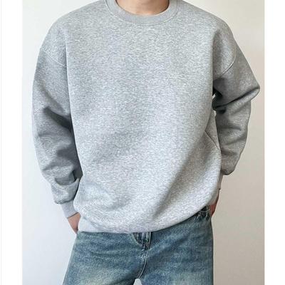 Unisex Heavyweight 500g Solid Color Round Neck Pullover Sweatshirt, Winter 2024 Loose Long Sleeve Base Layer.