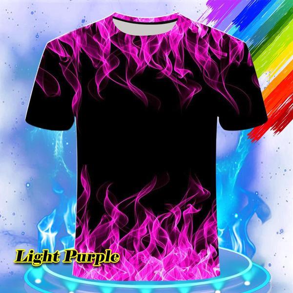 

Фантастическая мужская крутая футболка с 3D принтом и коротким рукавом с круглым вырезом, повседневная хипстерская свободная футболка, индивидуальное визуальное пламя 5XL светло-фиолетовый