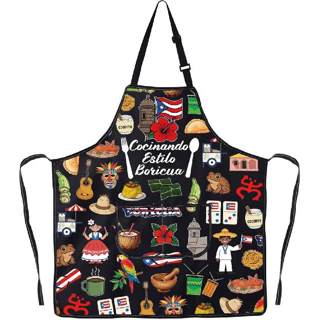 JNIAP Puerto Rico Apron With Pocket Puerto Rican Apron Puerto Rico Flag Aprons Puerto Rican Gift Cocinando Ap