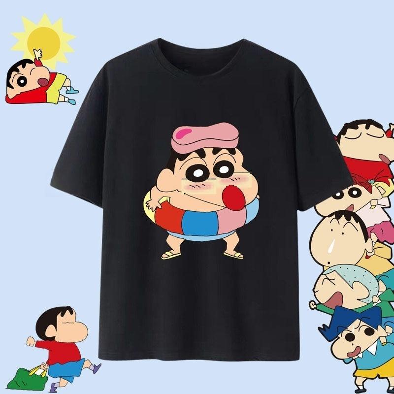 

Crayon Shin Chan Summer Swim Ring Print T Shirt Unisex Women Oversized Cute Cartoon Short Sleeve Casual Tee S