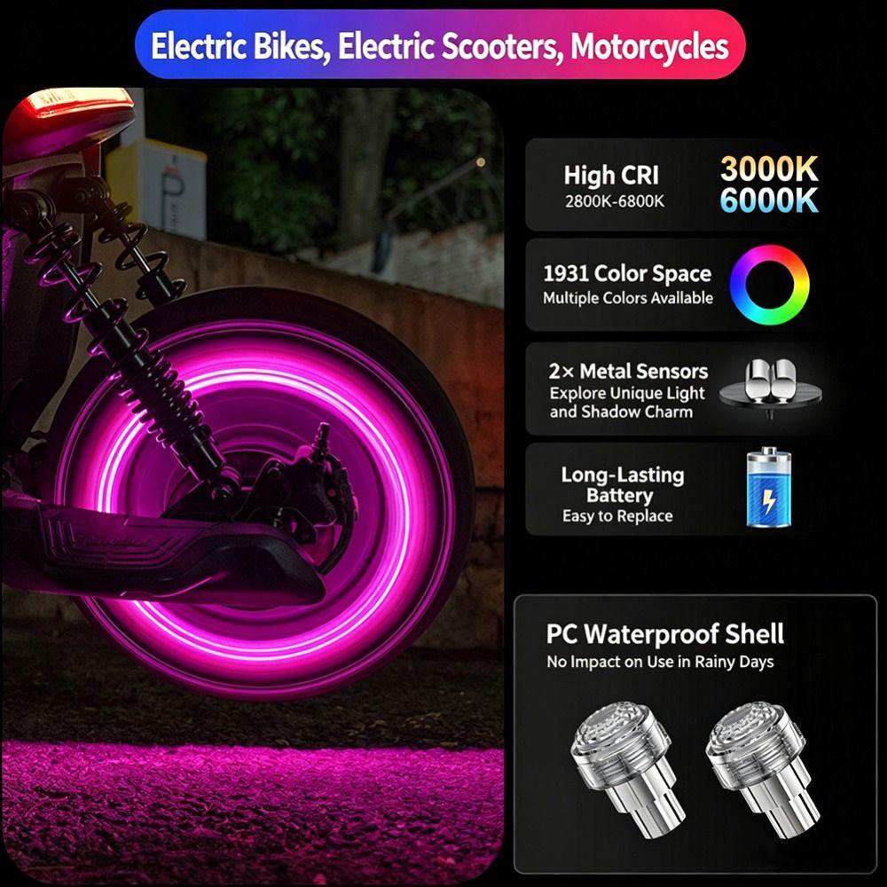 2Pcs Motion Sensor LED Neon Flash Lamp Single/Seven Colors Rim Strobe Warning Lamp Bicycle Tire