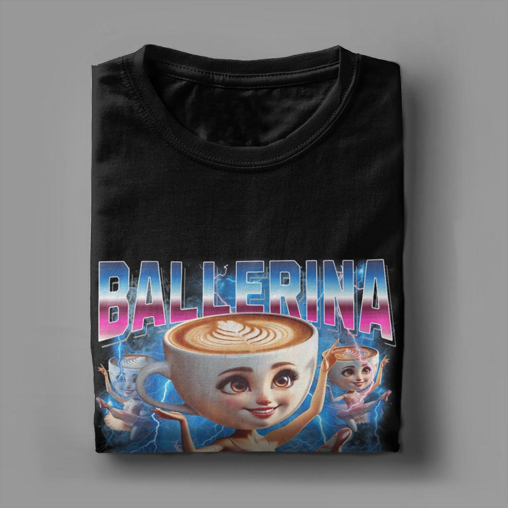 BallerinaCappuccina Italian Brainrot Funny 100% Cotton T Shirt For Couple Summer T Shirts Crew Neck Tees Oversize Clothing