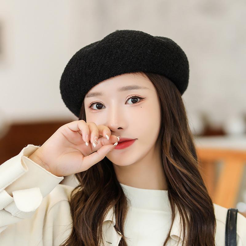 Autumn and Winter Women's Beret Solid Color Hat Outdoor Travel Japanese Painter Hat Fashion Beret Hat