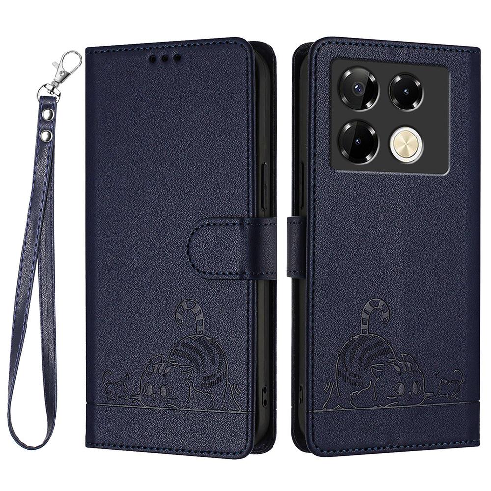 For Infinix Note 40 Pro 5G Case with Strap RFID Blocking Leather Wallet Phone Cover Cat Mouse Pattern