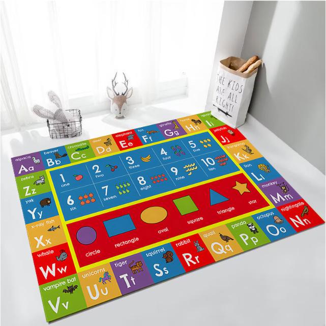 Cartoon Roadway Velvet Rug: Durable, Dirt-resistant Play Mat for Kids