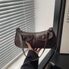 Vintage Solid Color Shoulder Crescent Bags for Women Versatile Ladies Double-pocket Underarm Bag Portable Female Pu Handbags