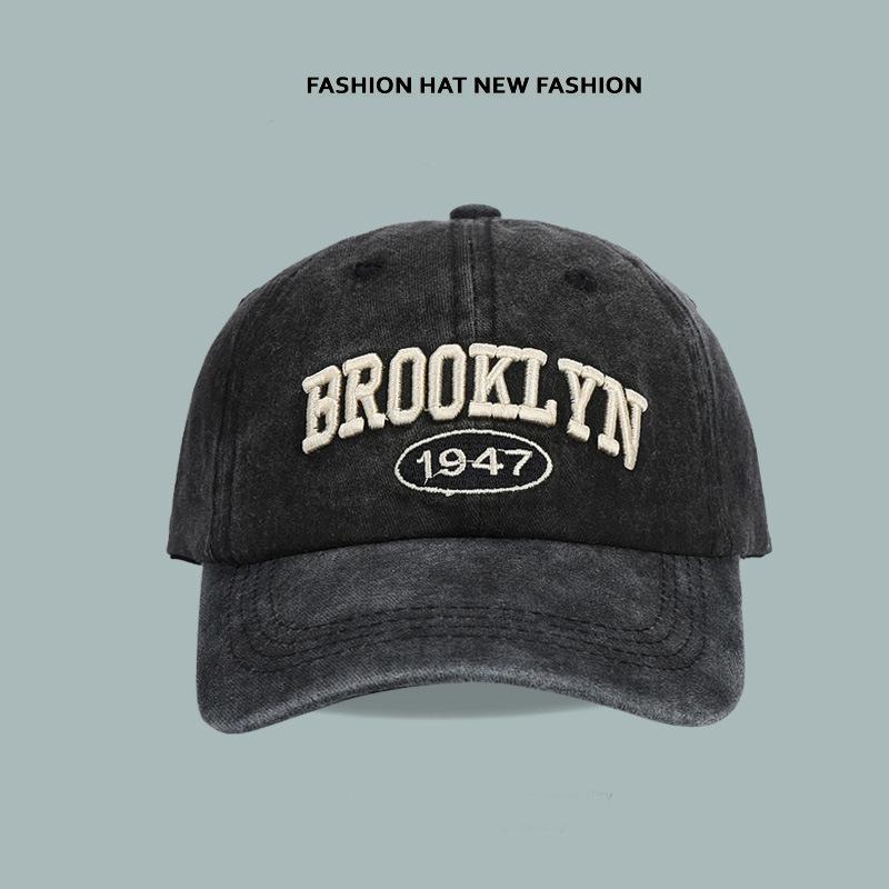 

Simple washed old baseball cap children retro versatile embroidered cap men s soft top sun hat Adjustable