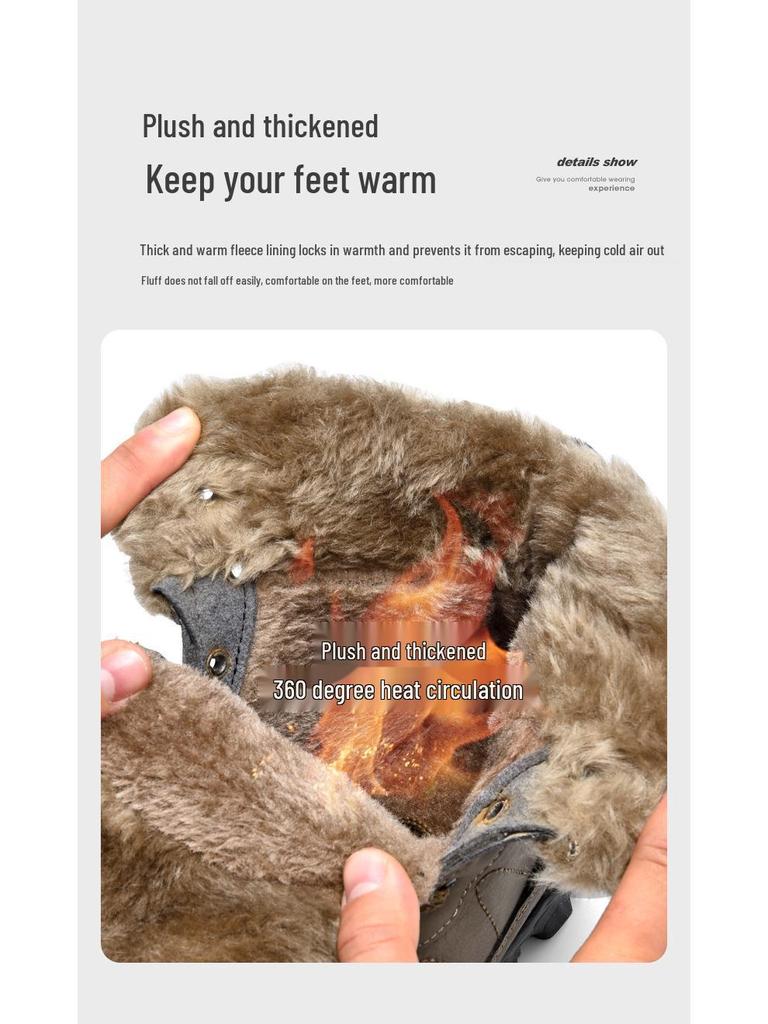 Men's Plus Size Waterproof Non-Slip Warm Snow Boots for Outdoor Hiking