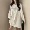 Womens Oversized Graphic Tee Loose Fit Cotton Crew Neck Long Sleeve Casual Top In Multiple Colors