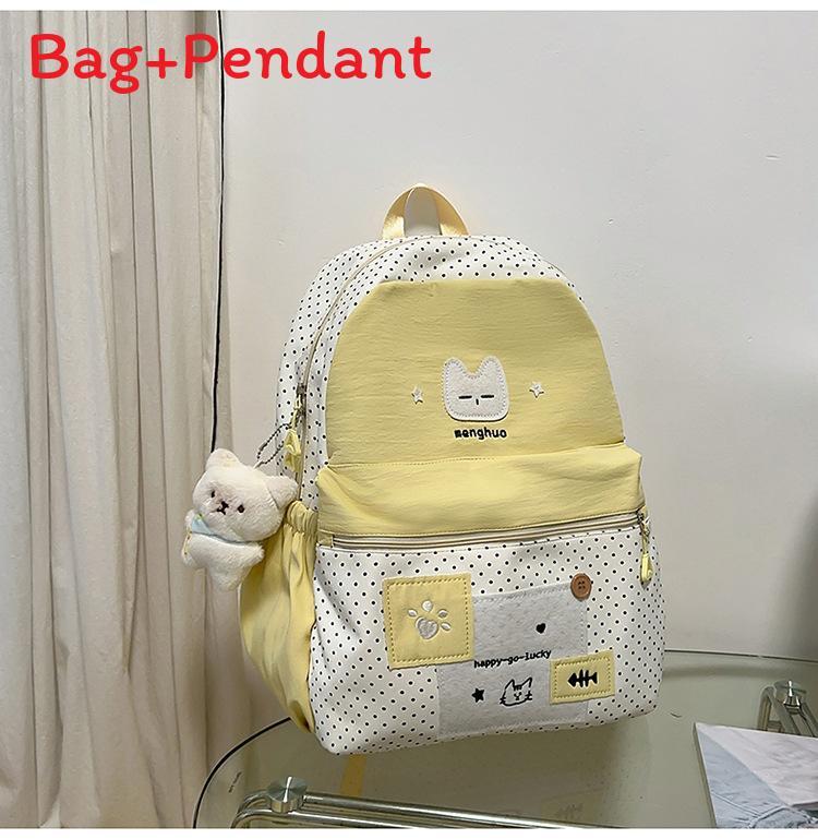 Süßer Katzen-Punkt-Rucksack Für High-School-Mädchen Nylon-Schultasche