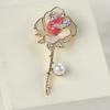 Brooch Pin Three-Dimensional Rose Shape Enamel Drip Technology Pin with Rhinestone Faux Pearl Inlay Suits Coats Dresses Badge